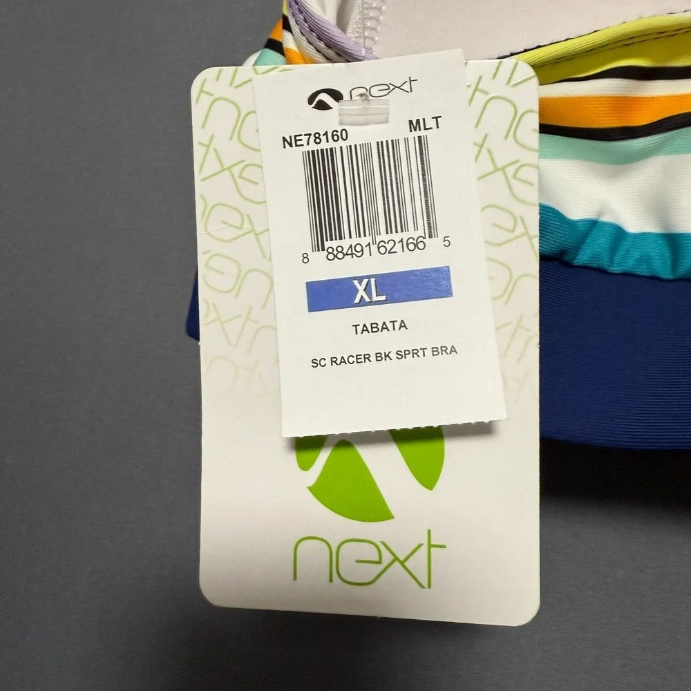 Next Tabata Sports Bra XL Racerback Striped Yoga‎ Gym Fitness Activewear Sporty